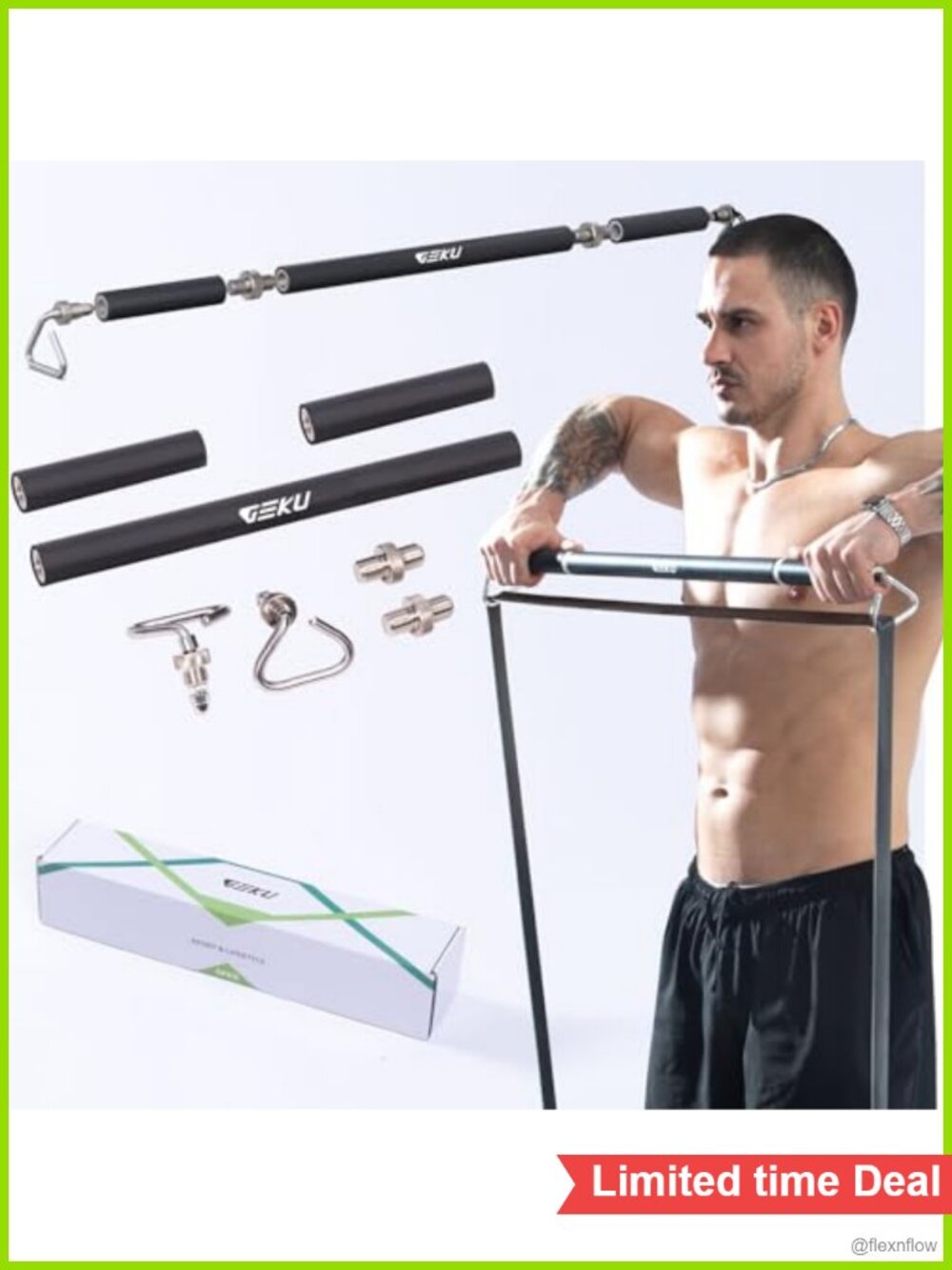 Heavy Duty Resistance Band Workout Bar, 800 Lbs Max Load, Detachable Steel Bar